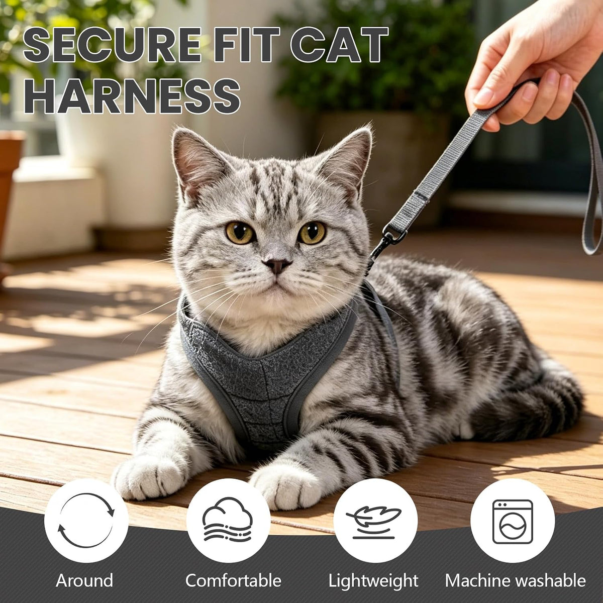 Cat Harness and Leash - Ultra Light Escape Proof Kitten Collar Cat Walking Jacket with Running Cushioning Soft and Comfortable Suitable for Puppies Rabbits