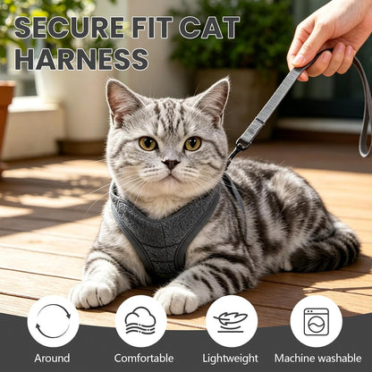 Cat Harness and Leash - Ultra Light Escape Proof Kitten Collar Cat Walking Jacket with Running Cushioning Soft and Comfortable Suitable for Puppies Rabbits