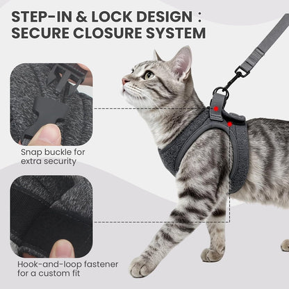 Cat Harness and Leash - Ultra Light Escape Proof Kitten Collar Cat Walking Jacket with Running Cushioning Soft and Comfortable Suitable for Puppies Rabbits